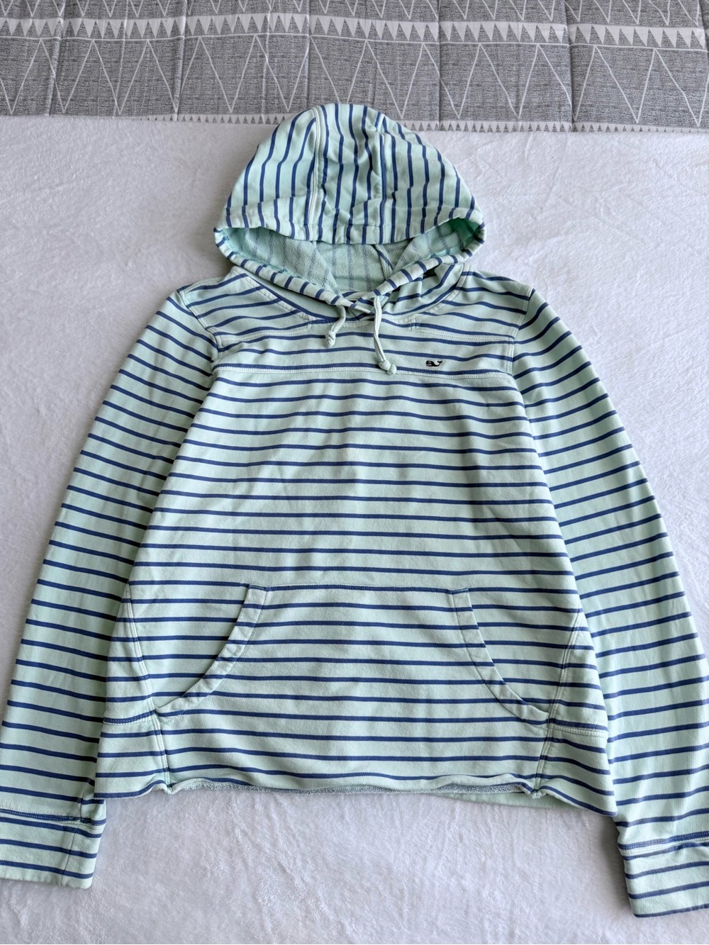 Vineyard Vines Mint Green & Navy Striped Hoodie LG - Picture 3 of 15